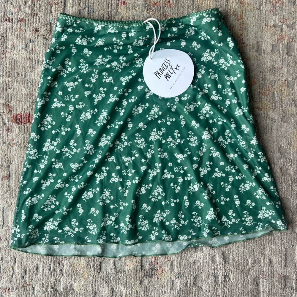 Princess Polly Green Floral Skater Skirt